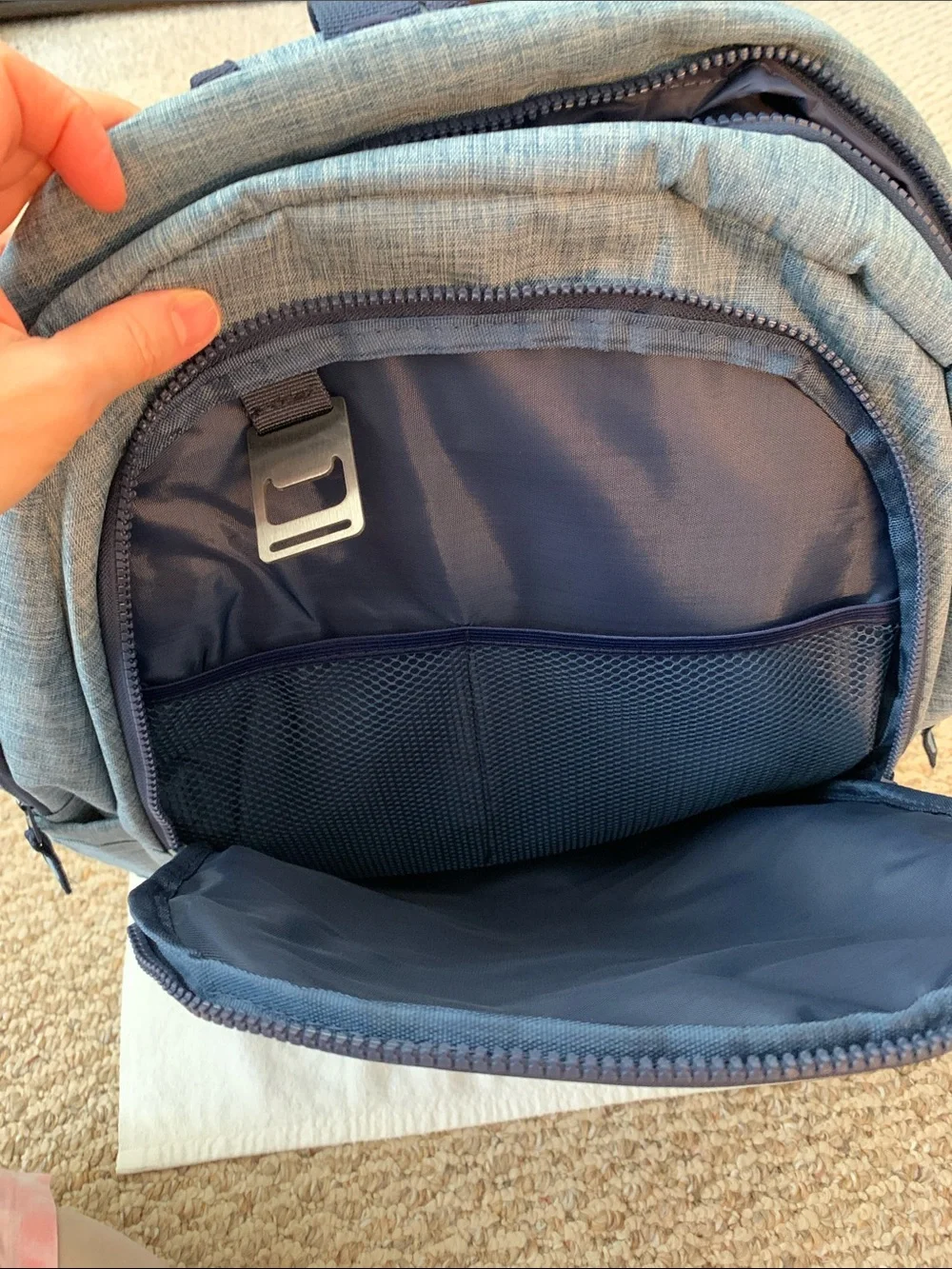BellaRusso 18.75” Blue Backpack with Navy Blue Base
